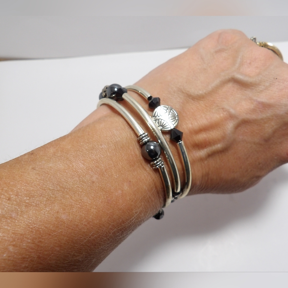 Boho wrap layered statement bangle bracelet